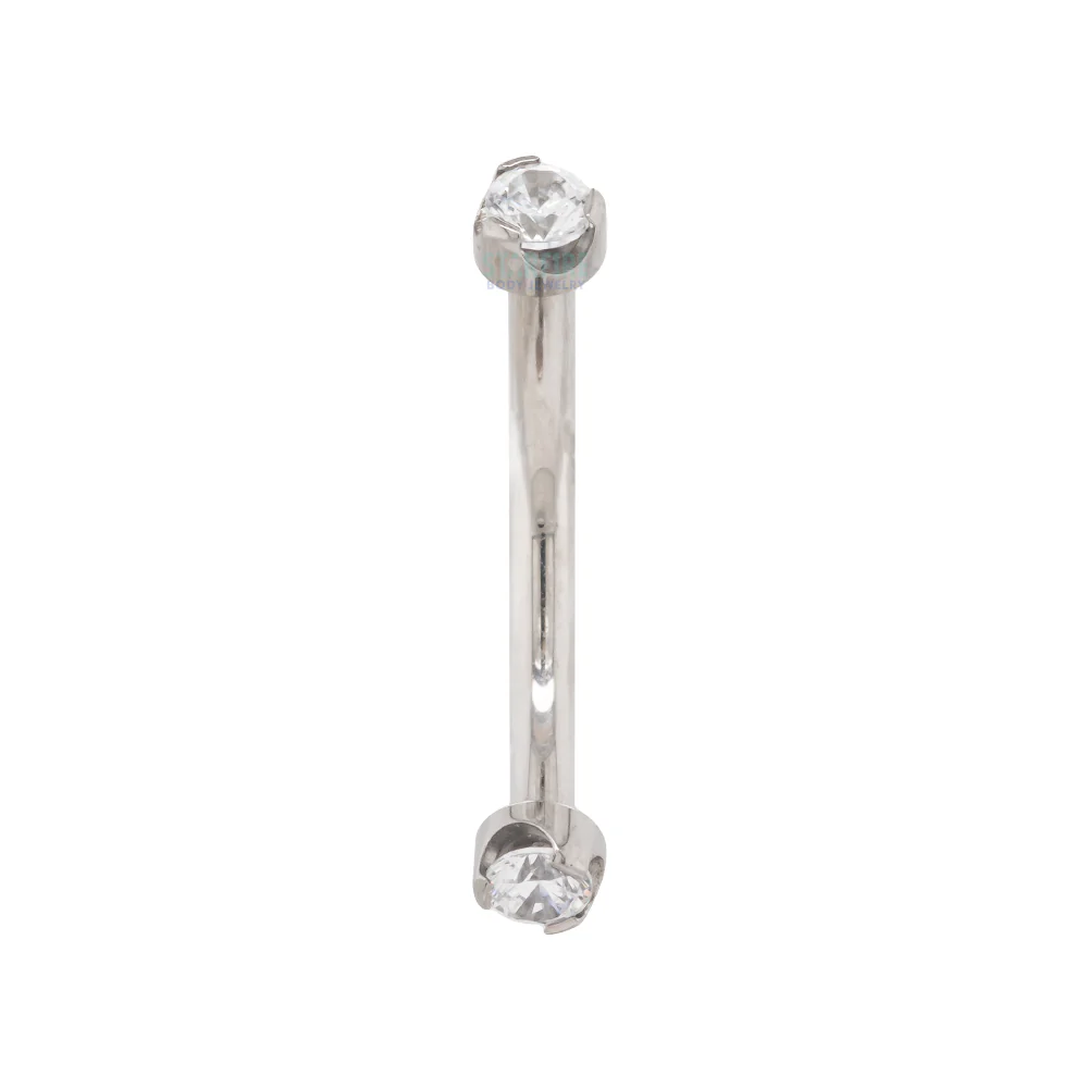 Prong-Set Brilliant-Cut Gems Curved Barbell - Image 5