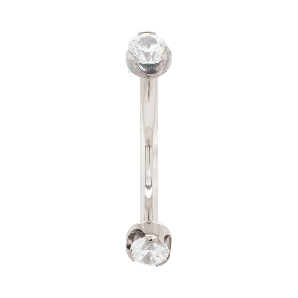 Prong-Set Brilliant-Cut Gems Curved Barbell - Image 6