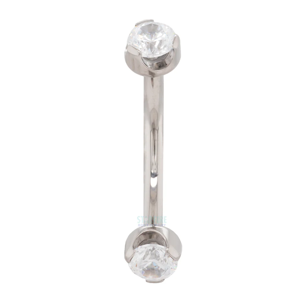 Prong-Set Brilliant-Cut Gems Curved Barbell - Image 7