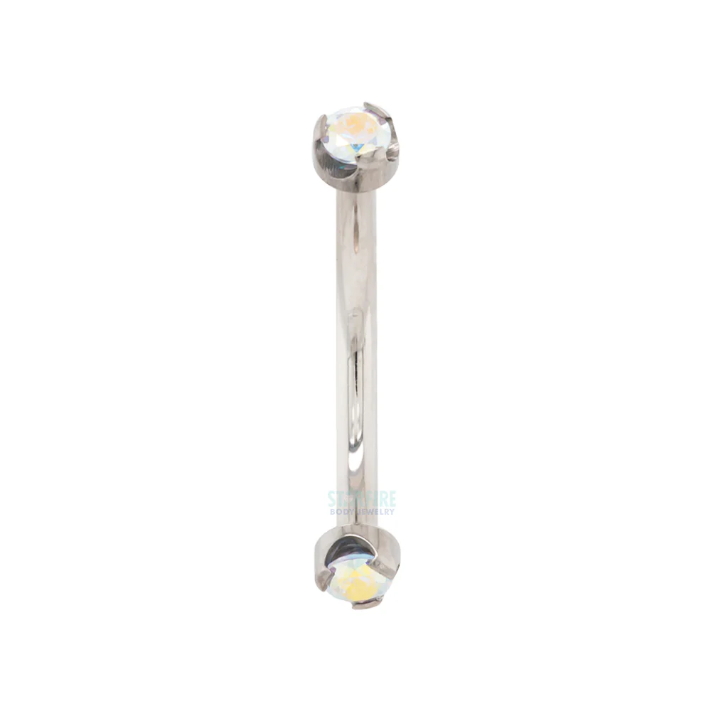 Prong-Set Brilliant-Cut Gems Curved Barbell - Image 8