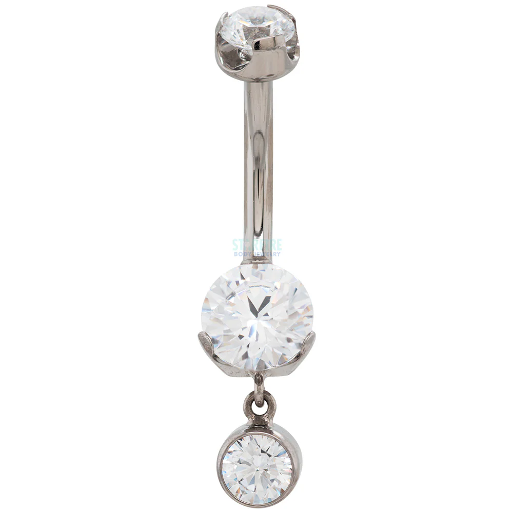 Prong-Set Brilliant-Cut Round Navel Curve with Dangle - Image 3
