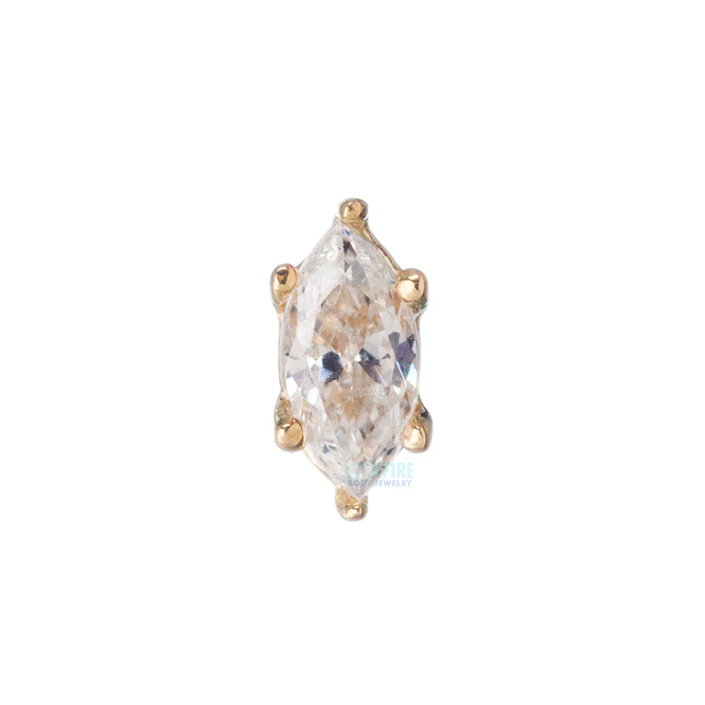 Prong-Set Marquise-Cut Brilliant-Cut Gem Threaded End in Gold - Image 2