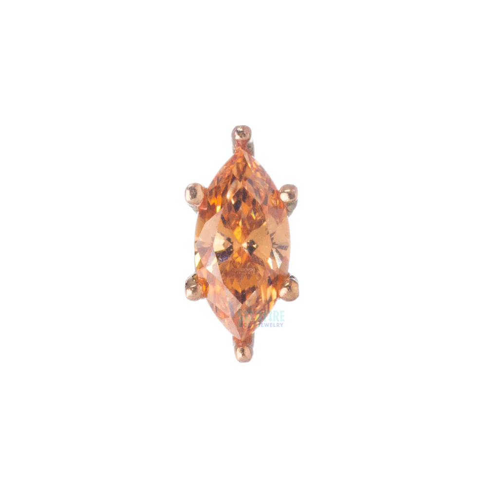 Prong-Set Marquise-Cut Brilliant-Cut Gem Threaded End in Gold - Image 3
