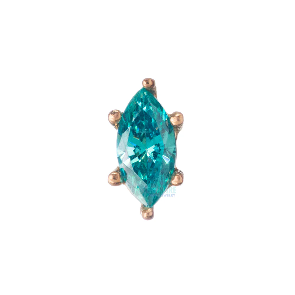 Prong-Set Marquise-Cut Brilliant-Cut Gem Threaded End in Gold - Image 4