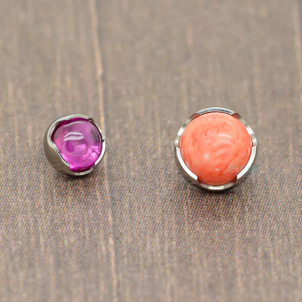 Prong-Set Natural Stone Cabochon Threaded End - Image 2