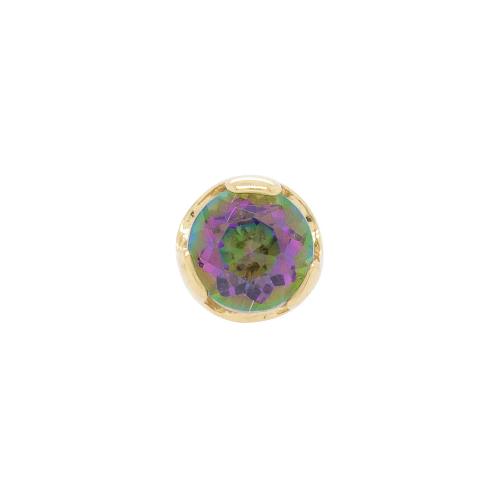 Prong-Set Nostril Screw in Gold with Mystic Topaz - Image 3