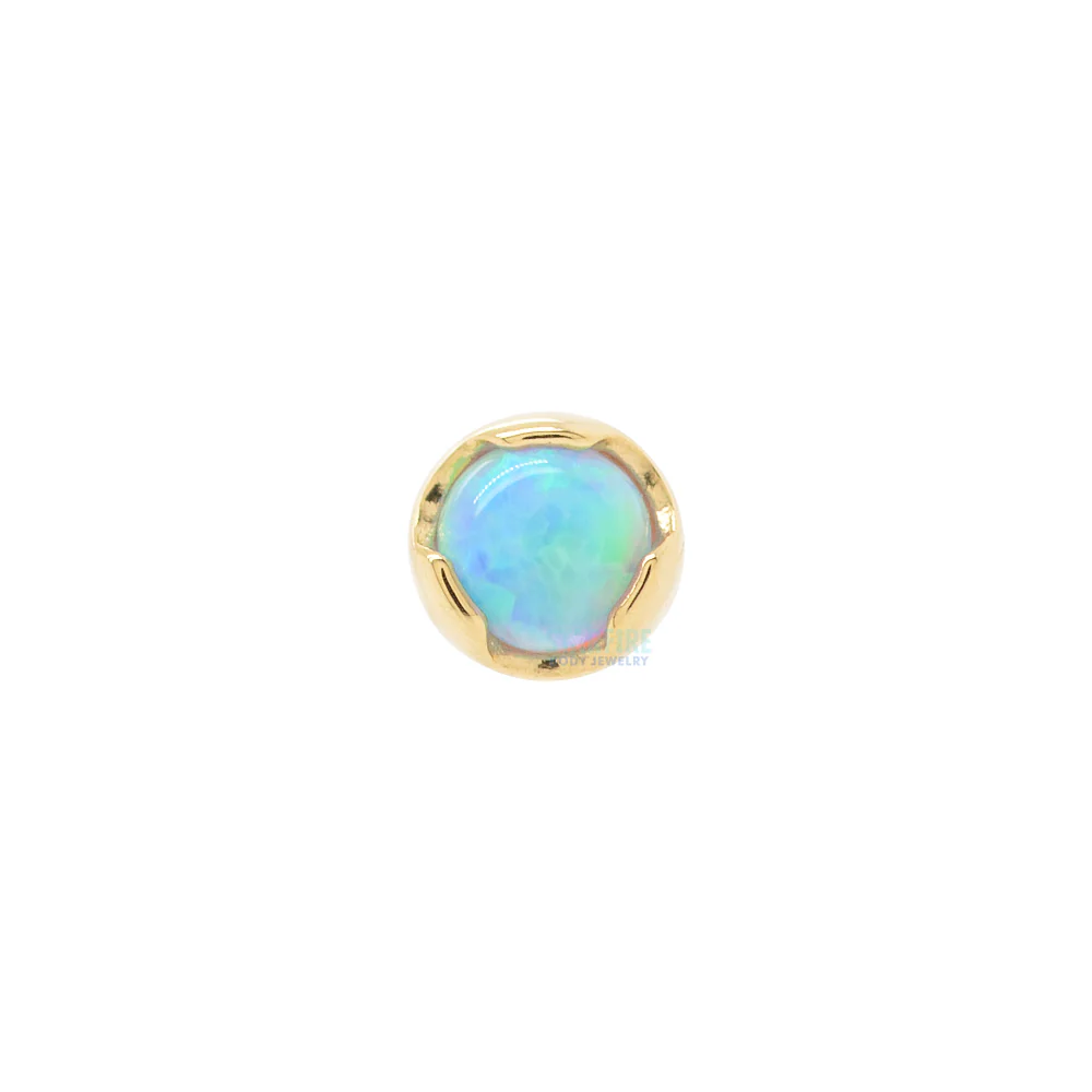 Prong-Set Nostril Screw in Gold with Opal - Image 3