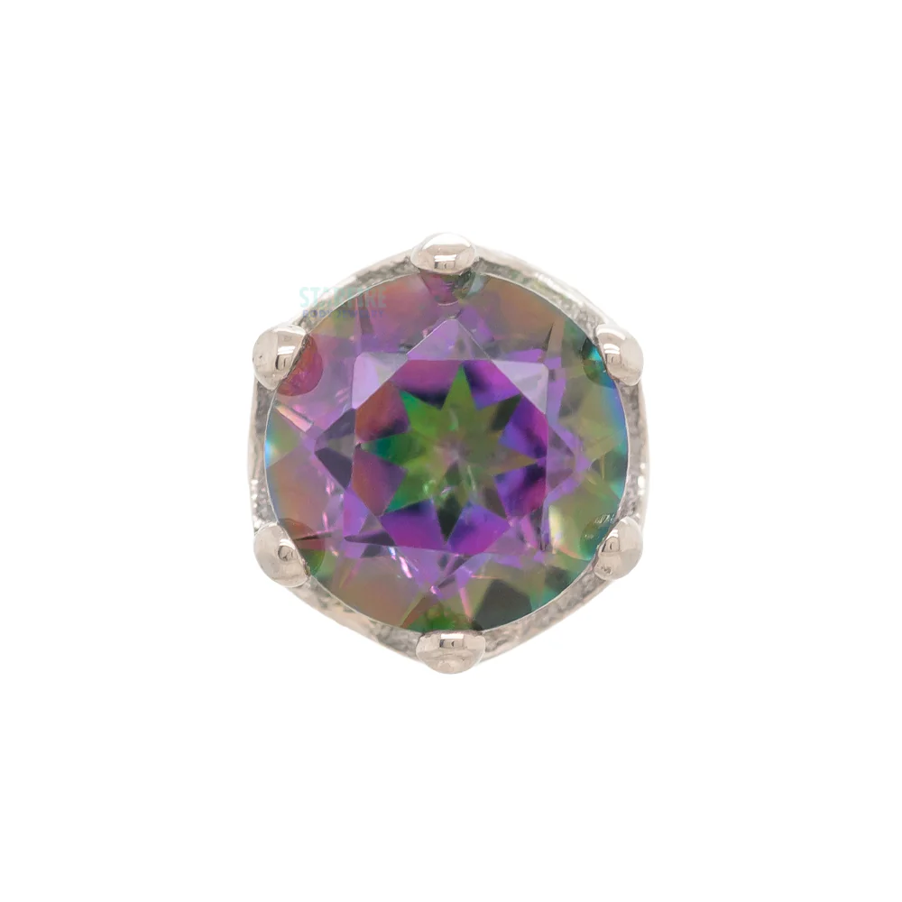 "Queen" Crown Threaded End in Gold with Mystic Topaz - Image 3