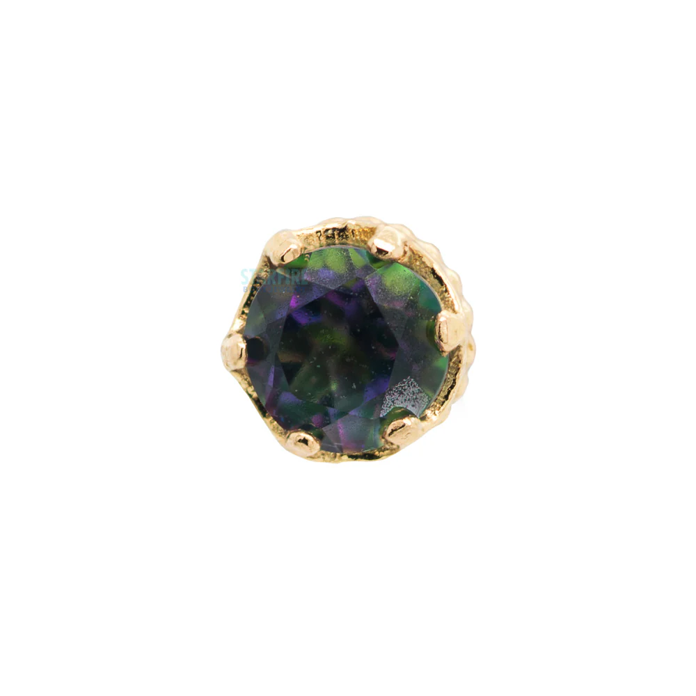 "Queen" Crown Threaded End in Gold with Mystic Topaz - Image 4