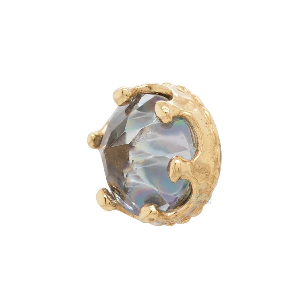 "Queen" Crown Threaded End in Gold with Reverse-Set Mystic Topaz - Image 2