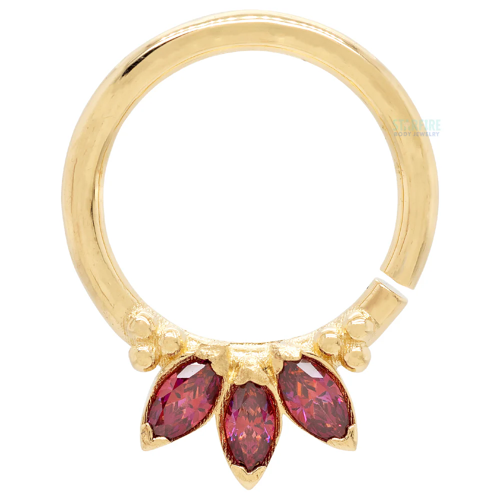"Sedona 1" Seam Ring in Yellow Gold with Marquise-Cut Brilliant Gems - Image 3