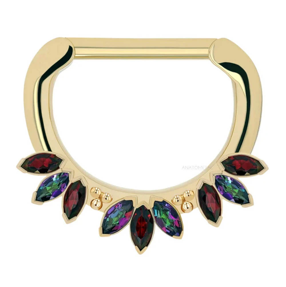 "Sedona" Hinge Ring in Gold with Marquise-Cut Genuine Brilliant Gems - custom color combos