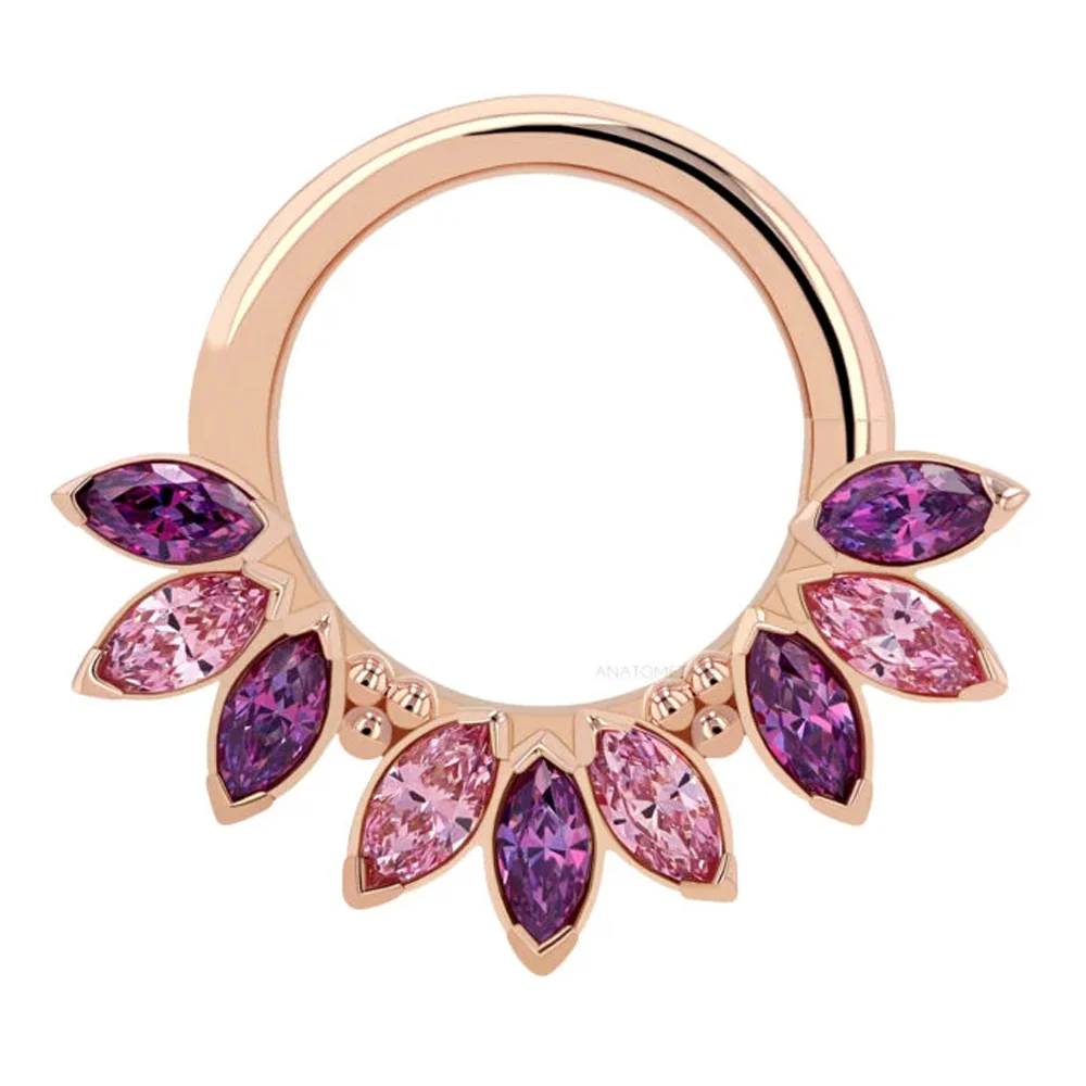 "Sedona" Seam Ring in Gold with Marquise-Cut Brilliant Gems - custom color combos - Image 4
