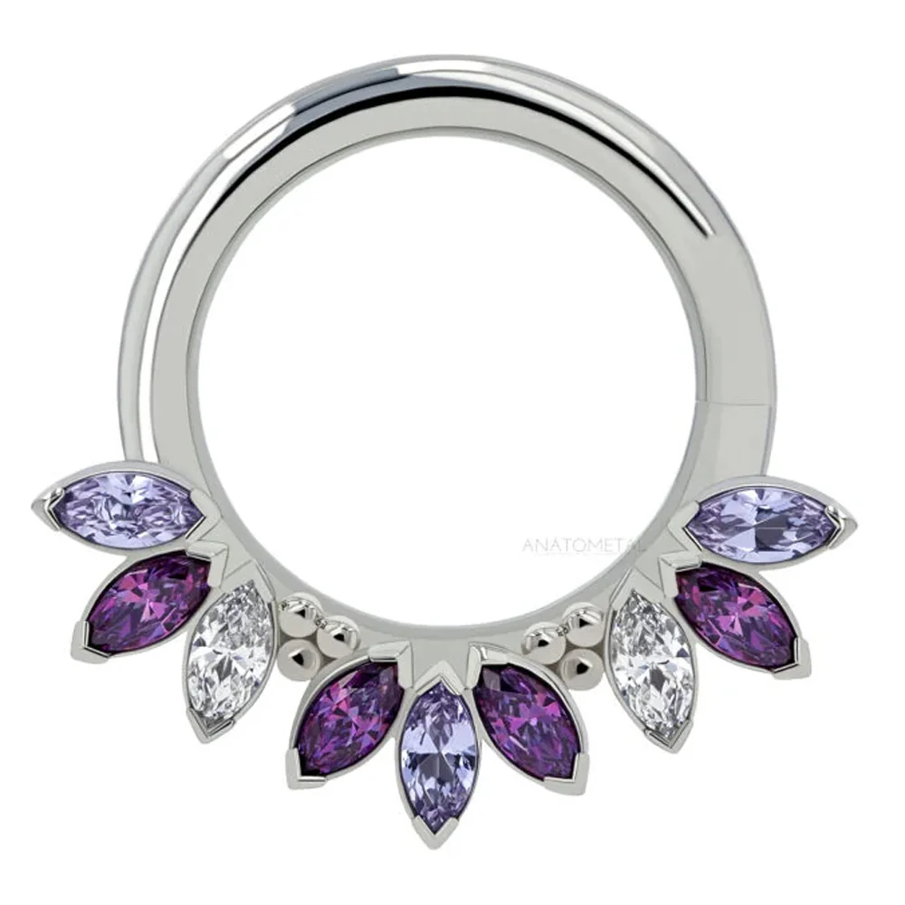"Sedona" Seam Ring in Gold with Marquise-Cut Brilliant Gems - custom color combos - Image 6