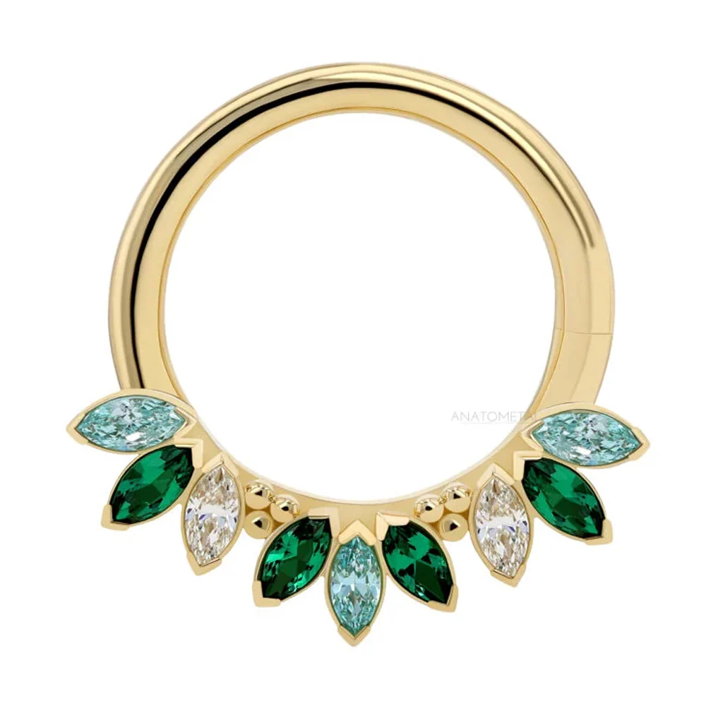 "Sedona" Seam Ring in Gold with Marquise-Cut Brilliant Gems - custom color combos - Image 7