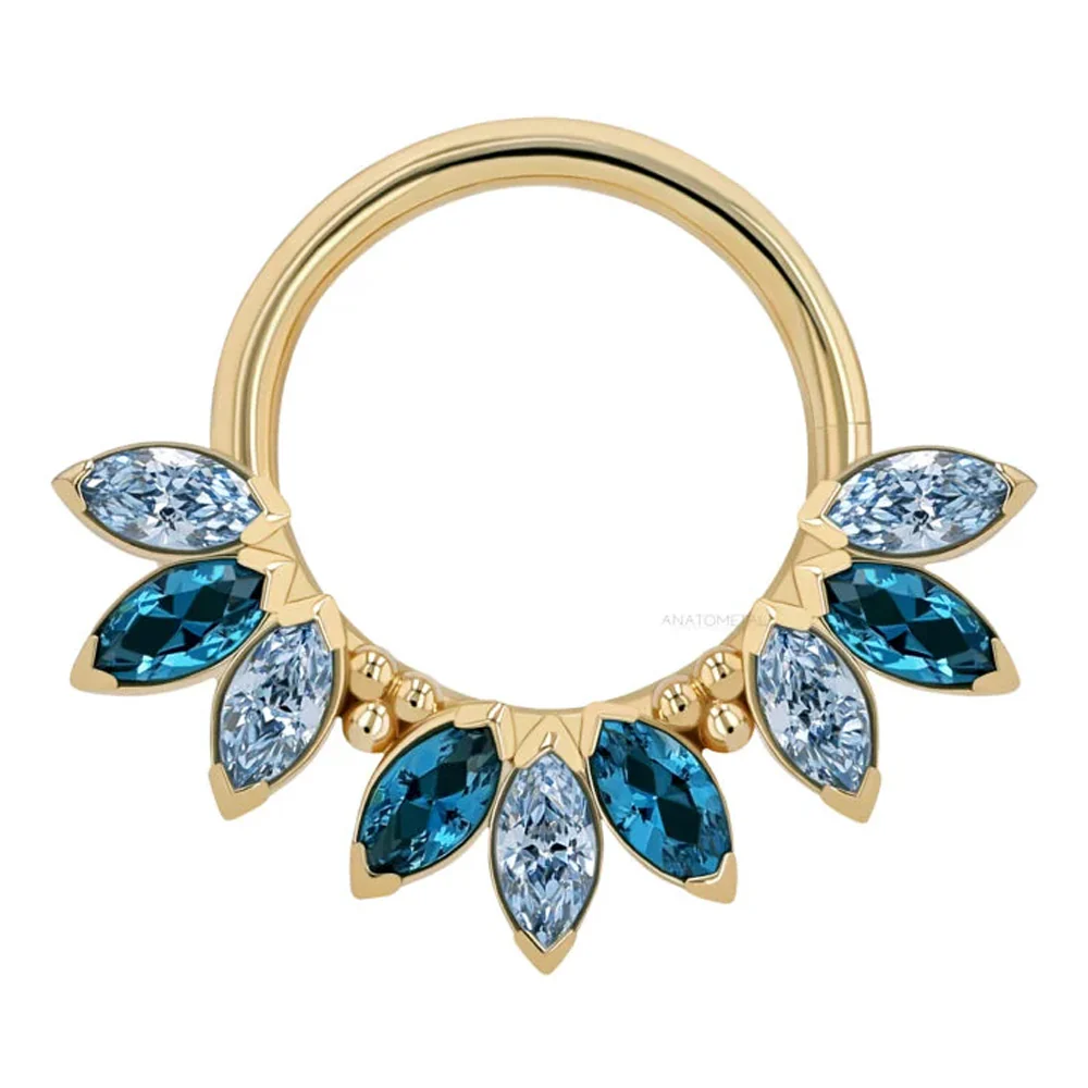 "Sedona" Seam Ring in Gold with Marquise-Cut Brilliant Gems - custom color combos - Image 8