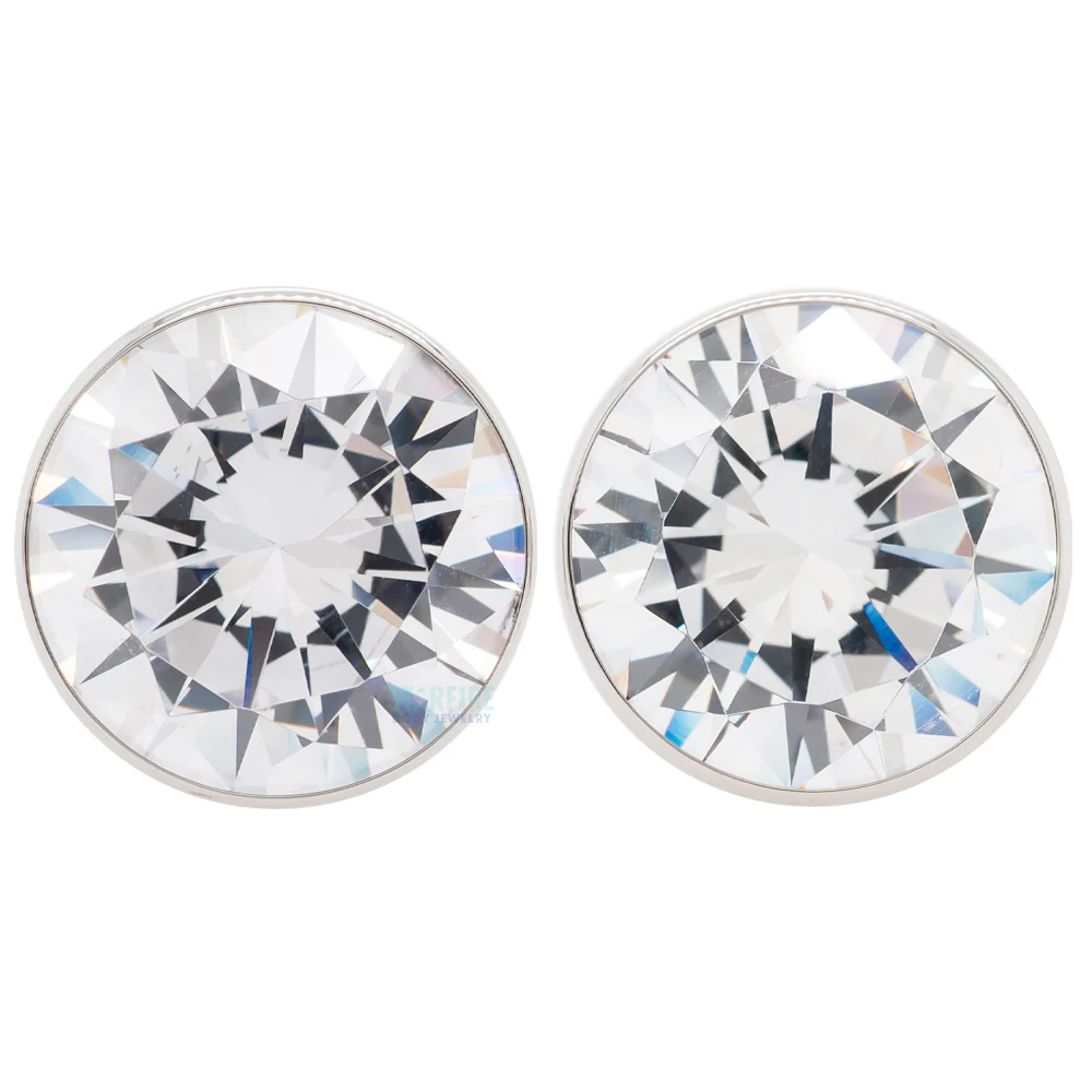 Single Gem BIG BLING Plugs ( Eyelets ) with Brilliant-Cut Gem - Cubic Zirconia - Image 4