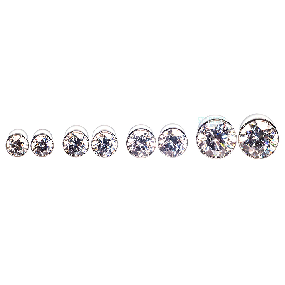 Single Gem BIG BLING Plugs ( Eyelets ) with Brilliant-Cut Gem - Cubic Zirconia - Image 5