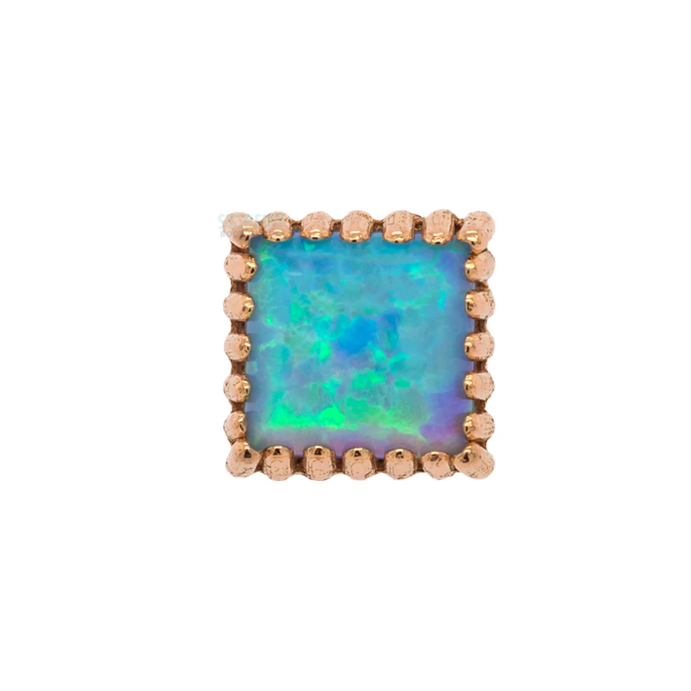 Square Opal Threaded End in Gold - Image 2