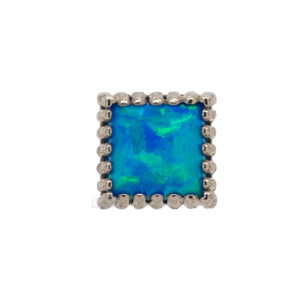 Square Opal Threaded End in Gold - Image 3