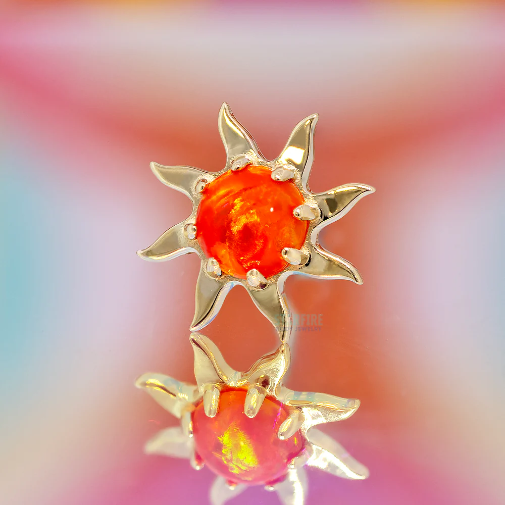 Sun in Gold Threaded End with Opal Cabochon - Image 2