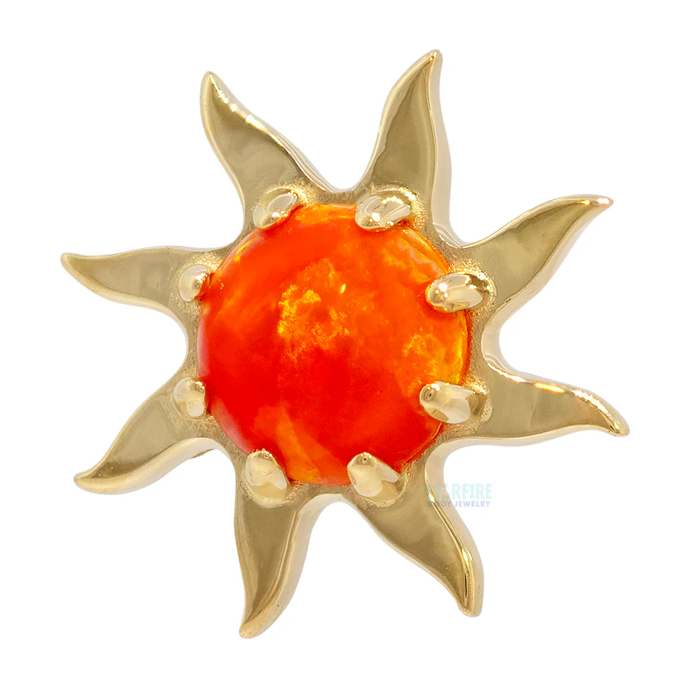 Sun in Gold Threaded End with Opal Cabochon - Image 3