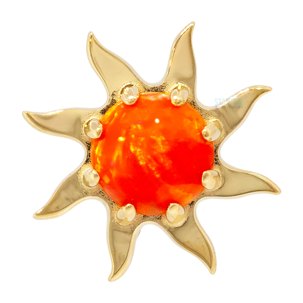 Sun in Gold Threaded End with Opal Cabochon - Image 4