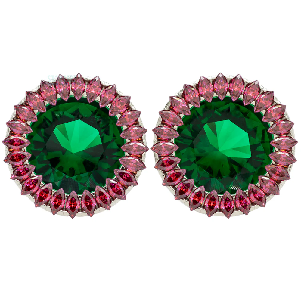 Super Marquise Plugs ( Eyelets ) with Emerald & Red - Holiday Collection - Image 4