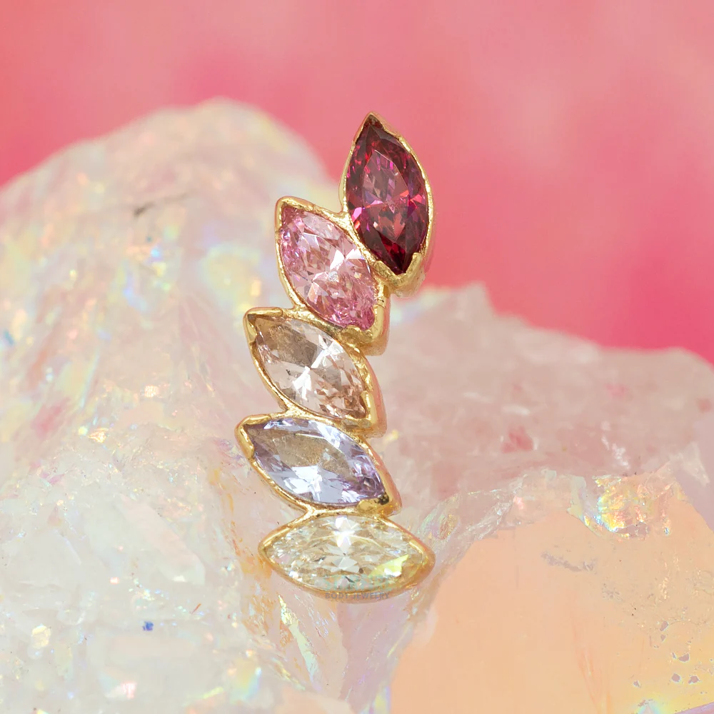 threadless: 5 Gem "Fanfare" End in Gold with Brilliant-Cut Gems - custom color combos - Image 2