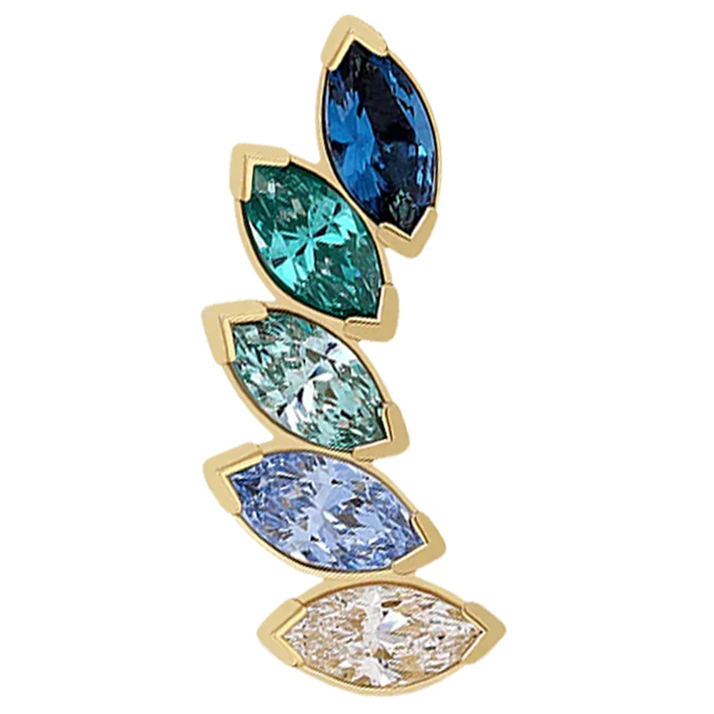 threadless: 5 Gem "Fanfare" End in Gold with Brilliant-Cut Gems - custom color combos - Image 6