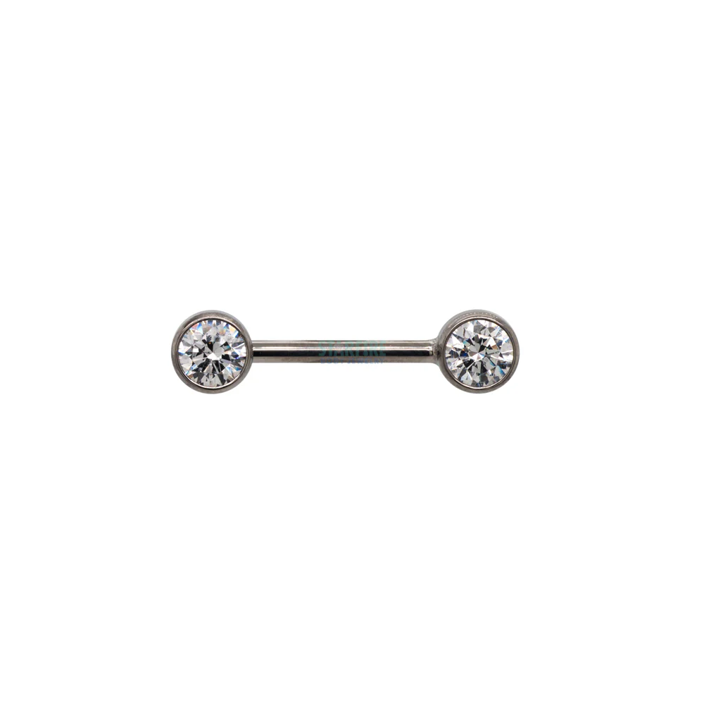 threadless: Brilliant-Cut Gems Side-Set Nipple Barbell in Bezel - single - Image 3
