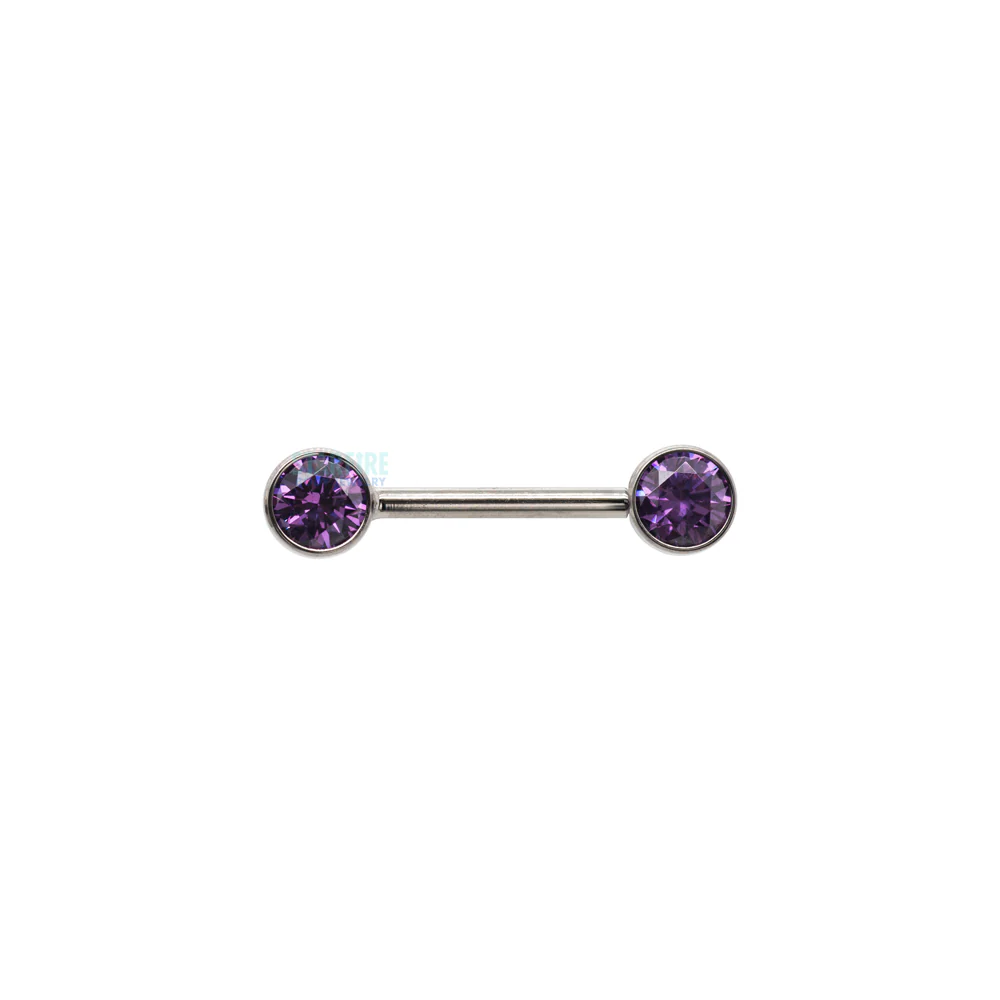 threadless: Brilliant-Cut Gems Side-Set Nipple Barbell in Bezel - single - Image 4