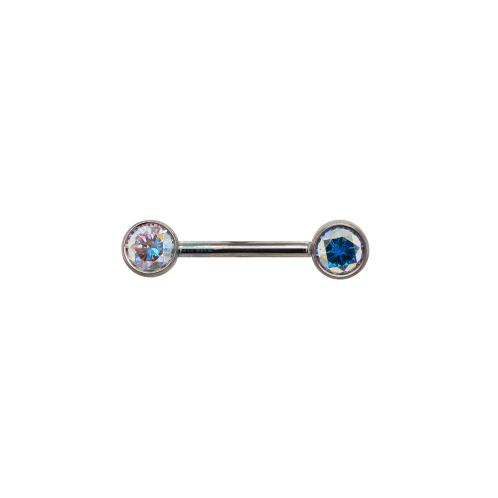 threadless: Brilliant-Cut Gems Side-Set Nipple Barbell in Bezel - single - Image 5