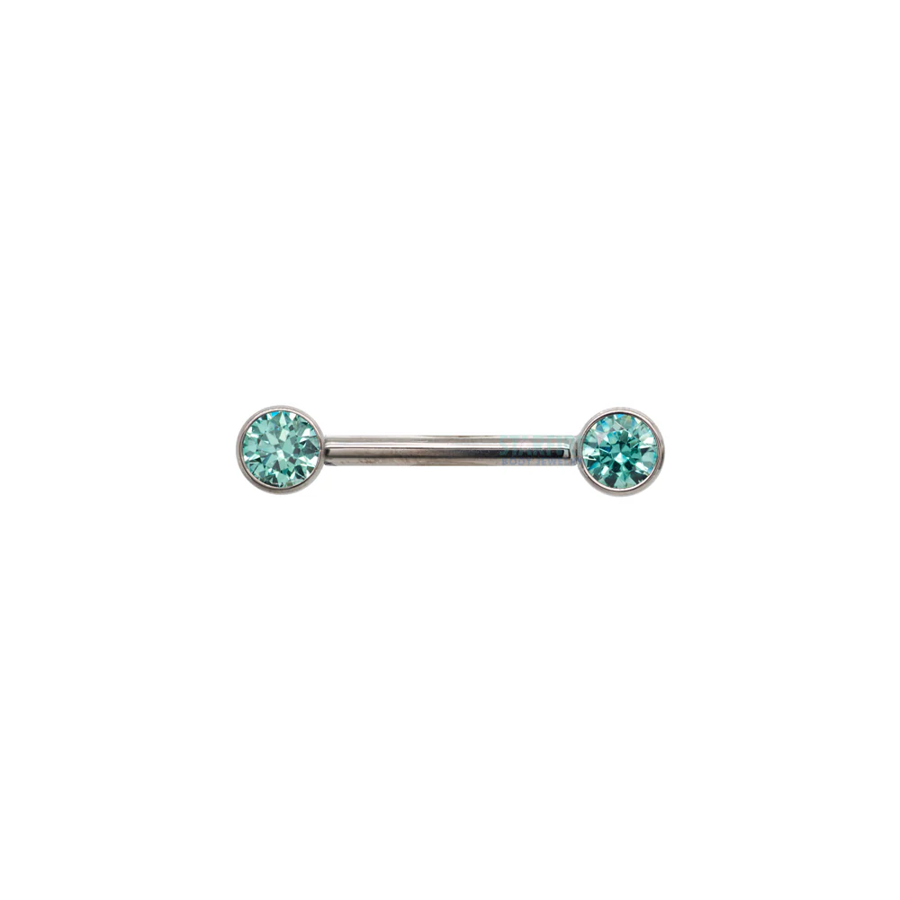 threadless: Brilliant-Cut Gems Side-Set Nipple Barbell in Bezel - single - Image 6
