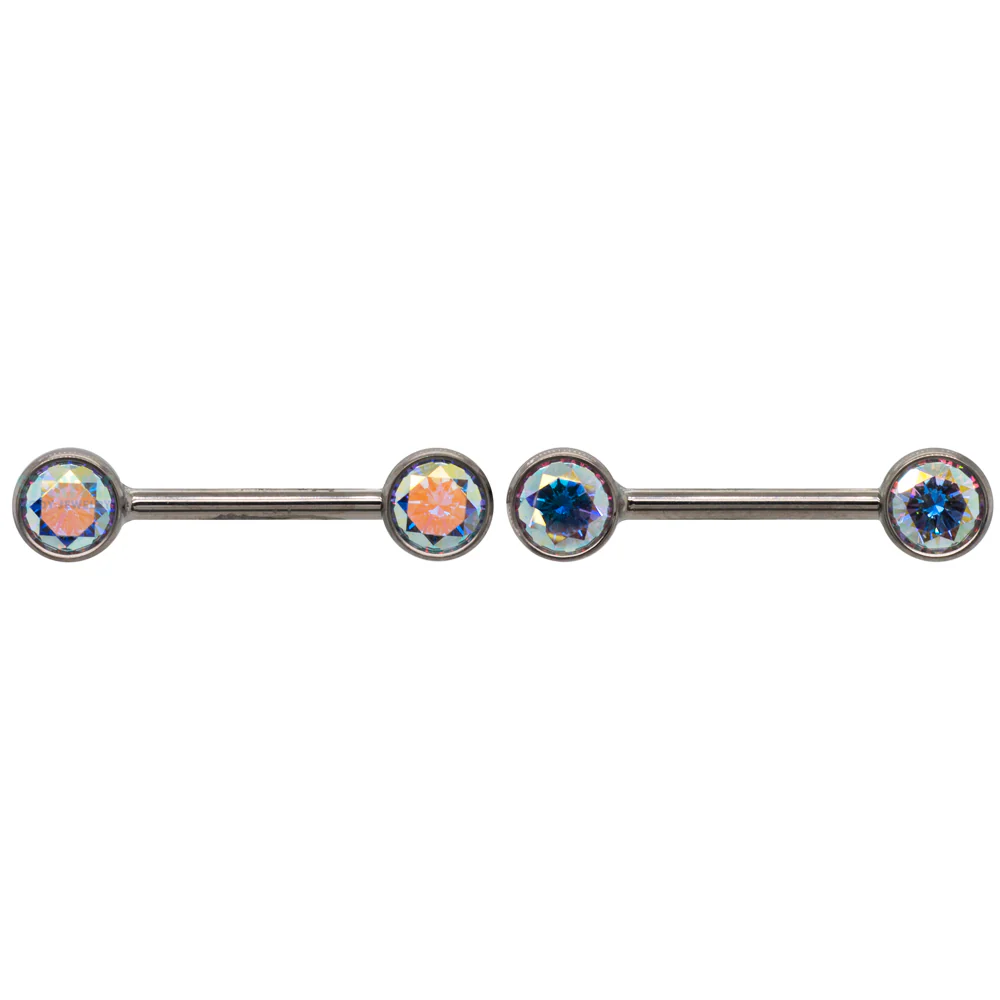 threadless: Brilliant-Cut Gems Side-Set Nipple Barbells in Bezels - pair - Image 10