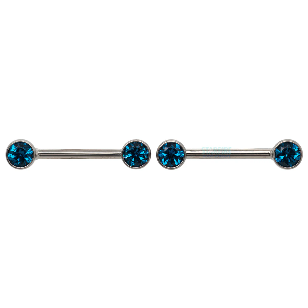 threadless: Brilliant-Cut Gems Side-Set Nipple Barbells in Bezels - pair - Image 11