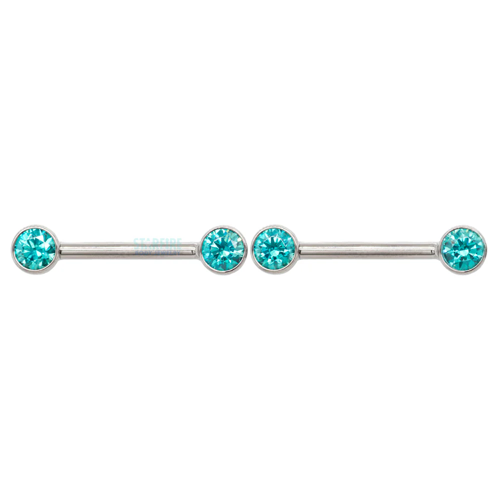 threadless: Brilliant-Cut Gems Side-Set Nipple Barbells in Bezels - pair - Image 12