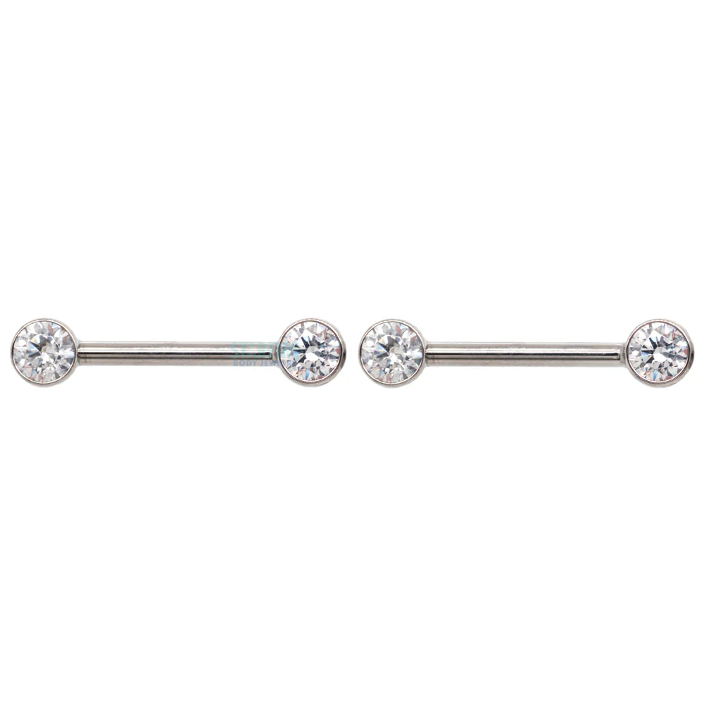 threadless: Brilliant-Cut Gems Side-Set Nipple Barbells in Bezels - pair - Image 3