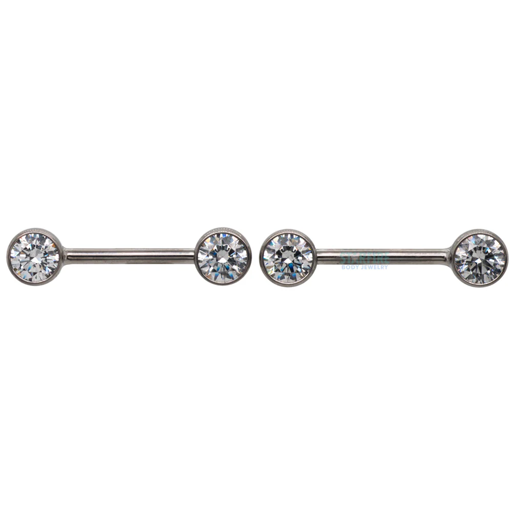 threadless: Brilliant-Cut Gems Side-Set Nipple Barbells in Bezels - pair - Image 4