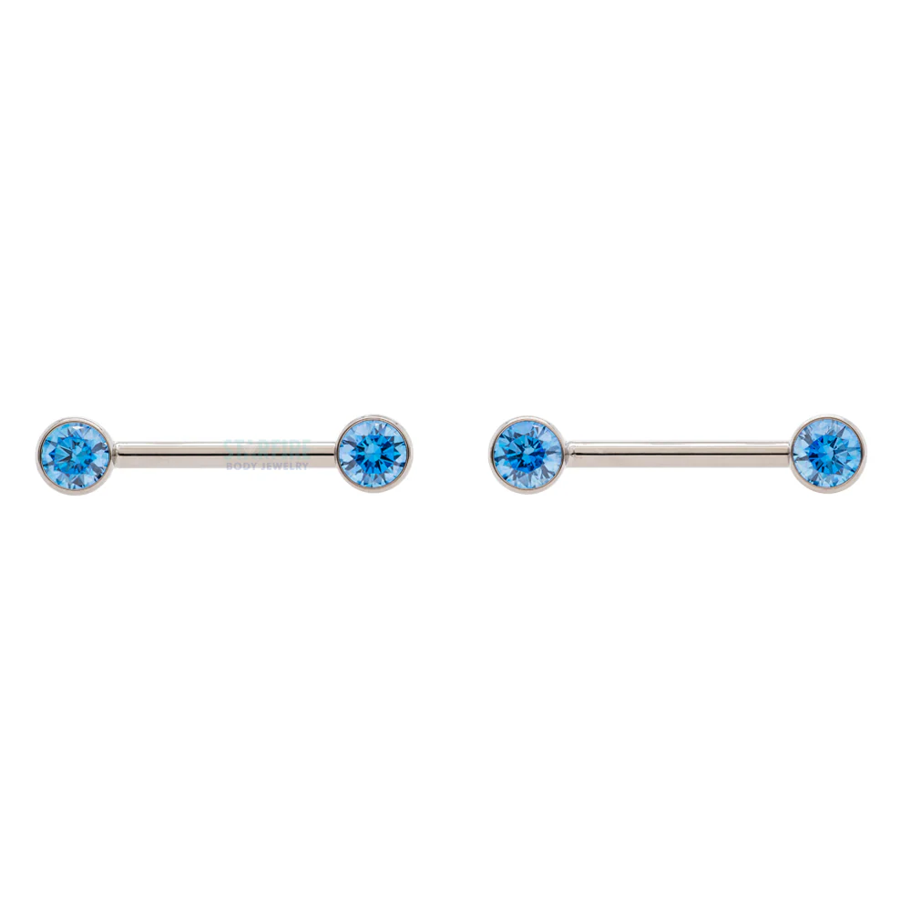 threadless: Brilliant-Cut Gems Side-Set Nipple Barbells in Bezels - pair - Image 7