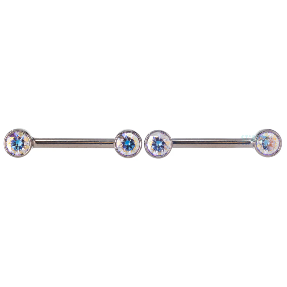 threadless: Brilliant-Cut Gems Side-Set Nipple Barbells in Bezels - pair - Image 9