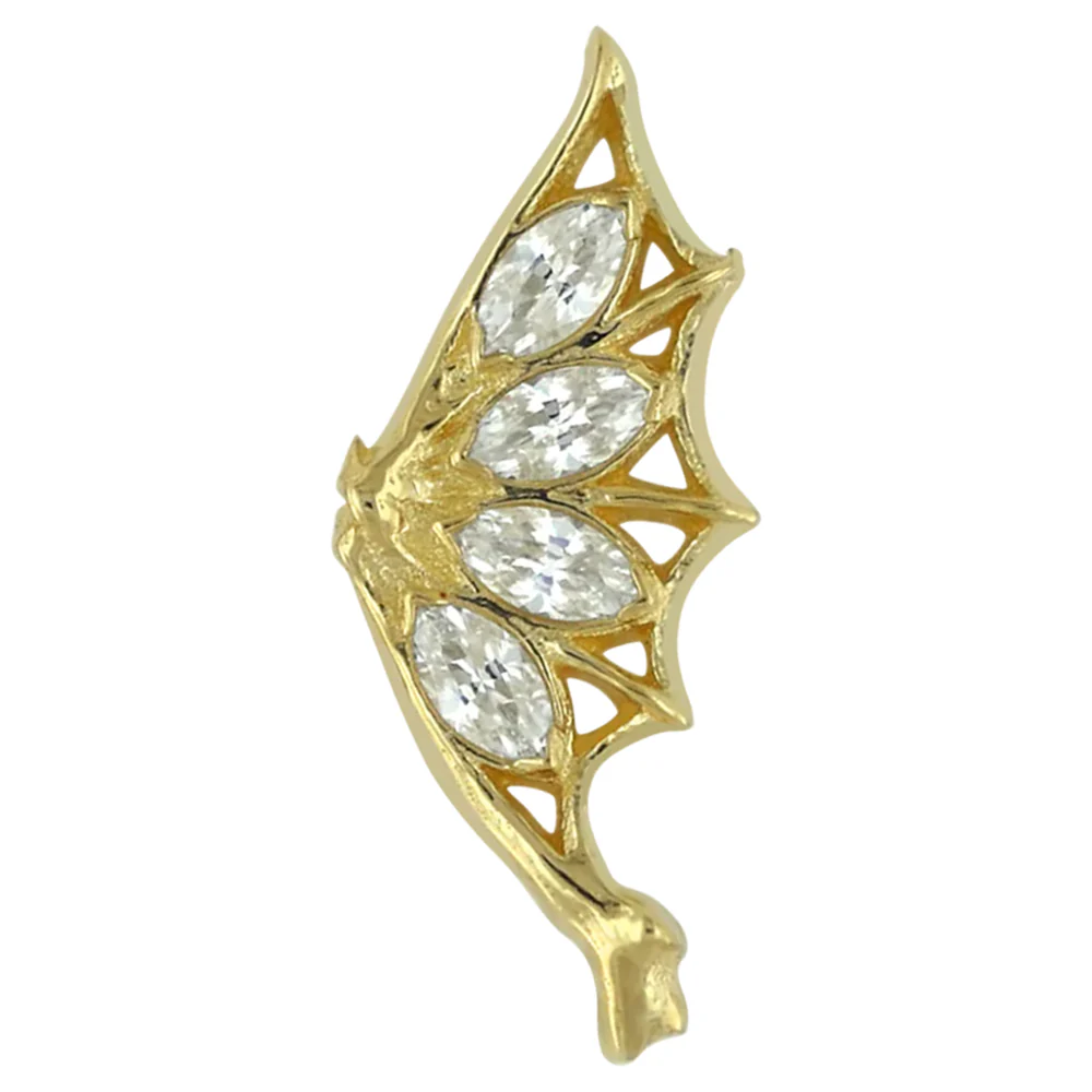 threadless: "Gemmed Bat Wings" End in Gold with Brilliant-Cut Gems - Image 3