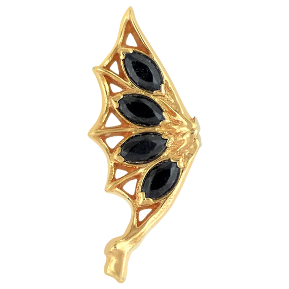 threadless: "Gemmed Bat Wings" End in Gold with Brilliant-Cut Gems - Image 6