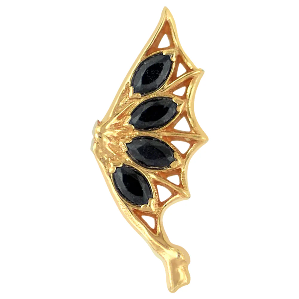threadless: "Gemmed Bat Wings" End in Gold with Brilliant-Cut Gems - Image 7