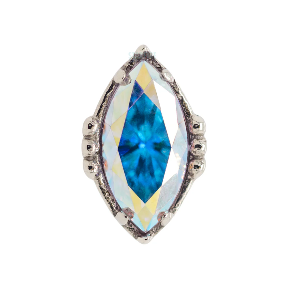 threadless: "Lindsey" End in White Gold with Marquise-Cut Brilliant-Cut Gem - Image 2