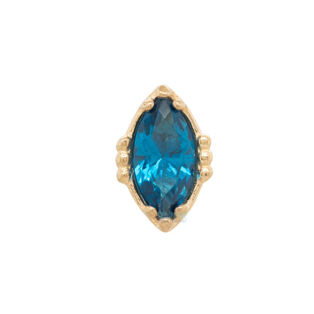 threadless: "Lindsey" End in Yellow Gold with Marquise-Cut Brilliant-Cut Gem - Image 4