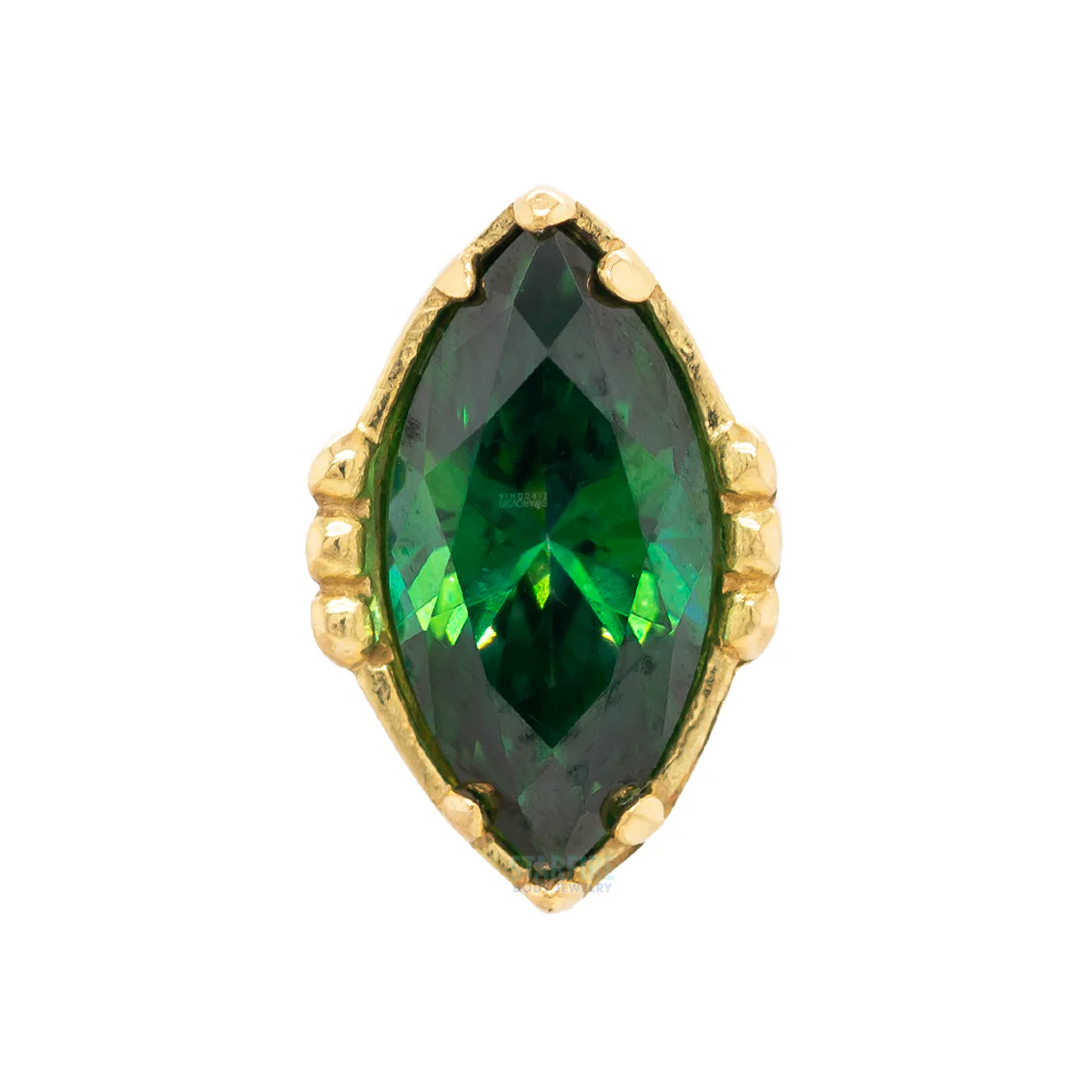 threadless: "Lindsey" End in Yellow Gold with Marquise-Cut Brilliant-Cut Gem - Image 6