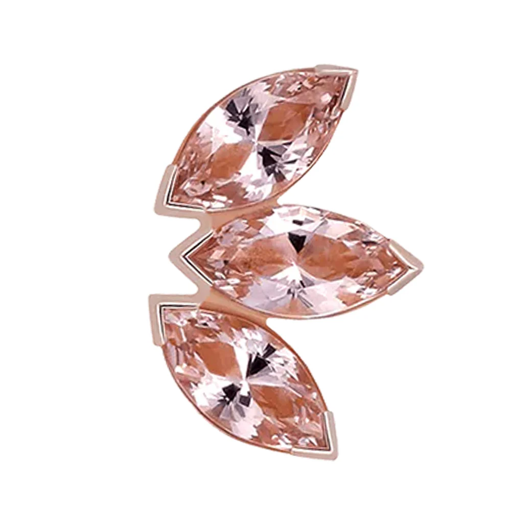 Marquise Fan Threaded End in Rose Gold with 3 Brilliant-Cut Gems - Image 2