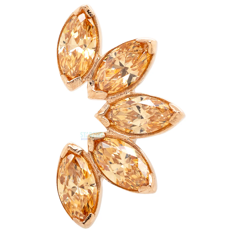 threadless: Marquise Fan End in Rose Gold with 5 Brilliant-Cut Gems - Image 2