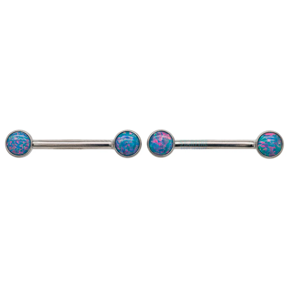 threadless: Opal Cabochon Side-Set Nipple Barbells in Bezels - pair - Image 5